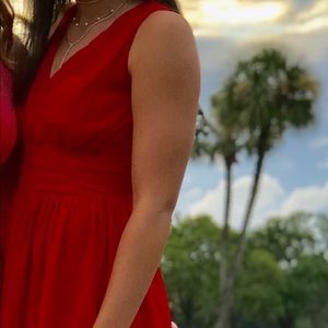 Red v-neck cocktail dress